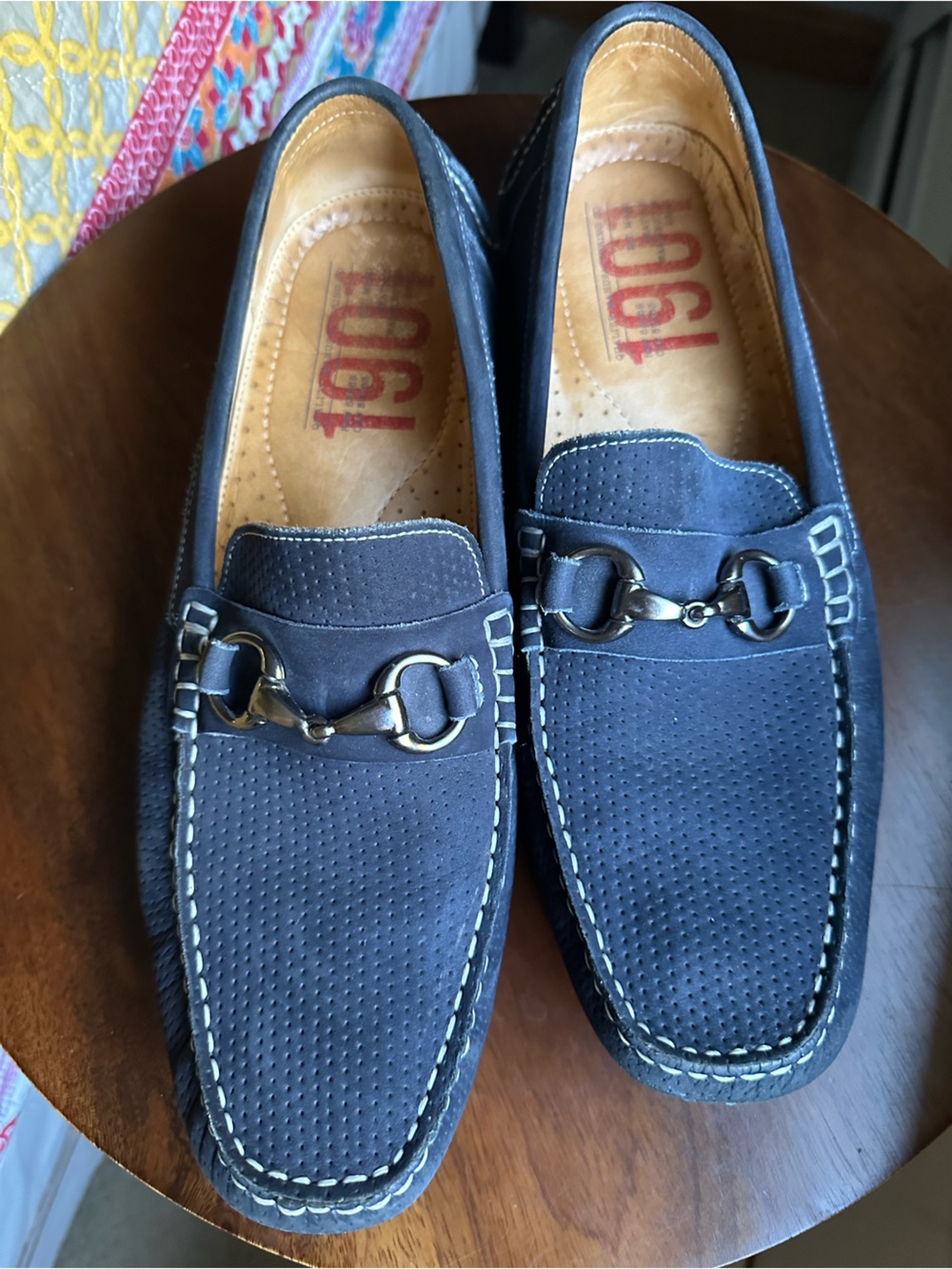 1901 Nordstrom Naples‎ Men 11 M Navy Blue Perforated Suede Bit Driving Loafers
